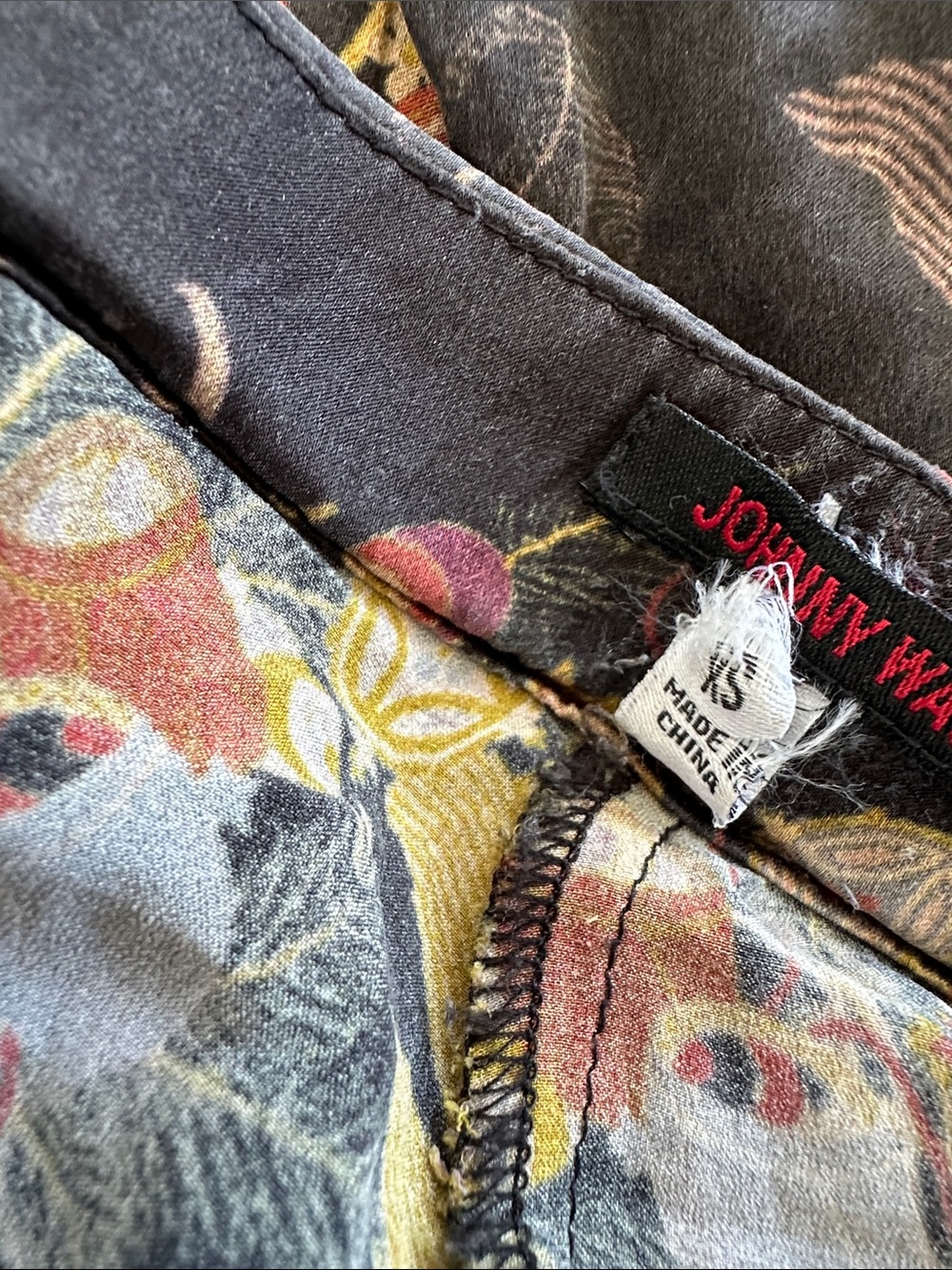 Floral Print Womens Pants - Black with Multicolor Floral Pattern - Picture 5 of 5